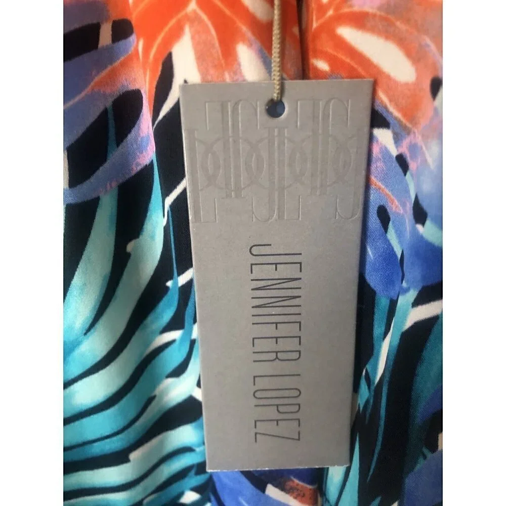 Jennifer Lopez Womens Size Small Paradise Palms Off  Shoulder Dress Crochet Trim - Picture 6 of 7